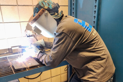 Student welding