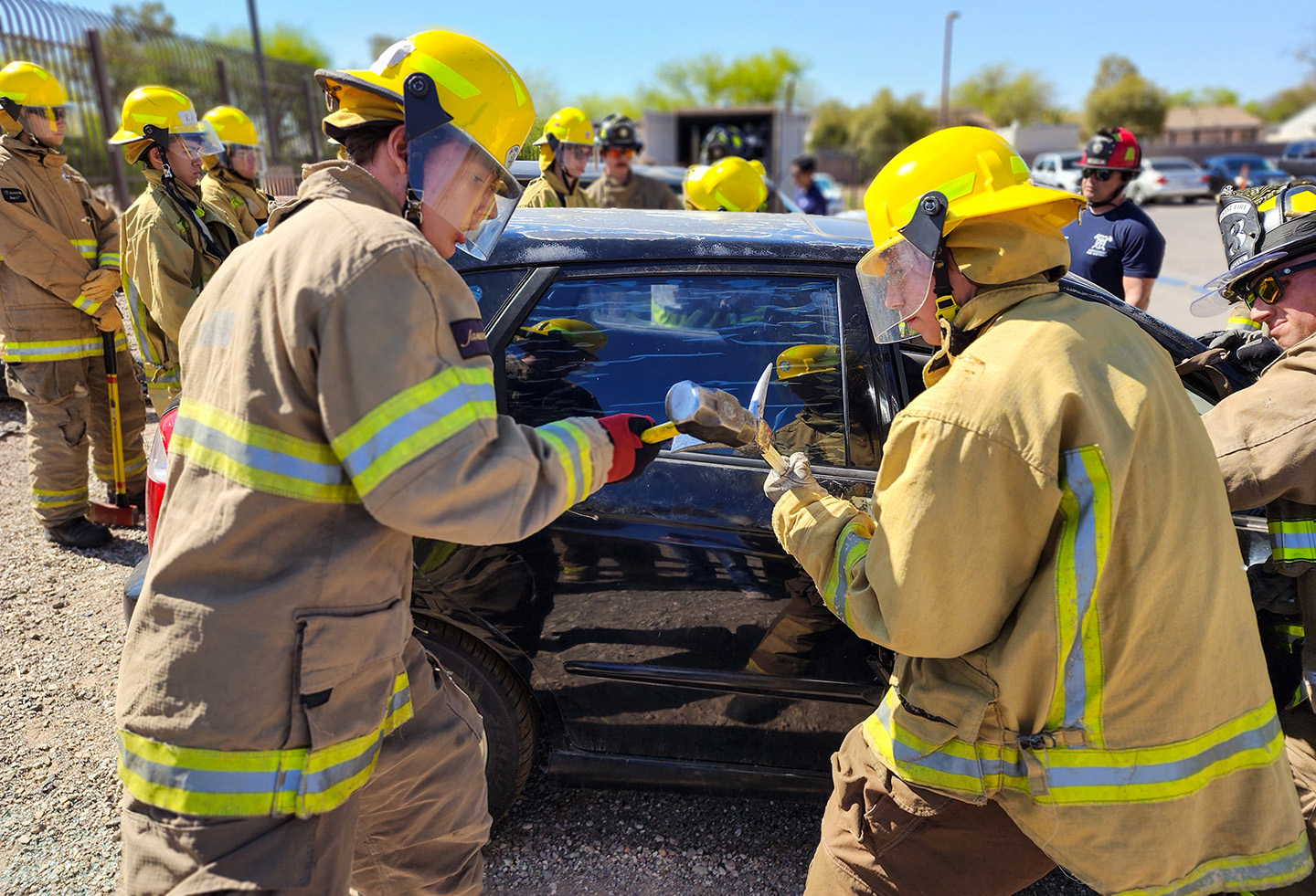 Students performing extrication