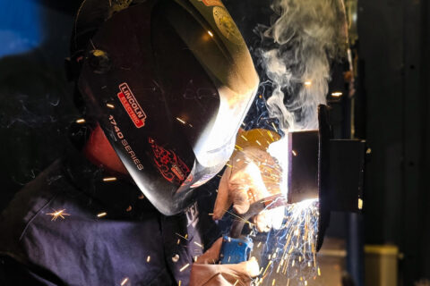 Student welding