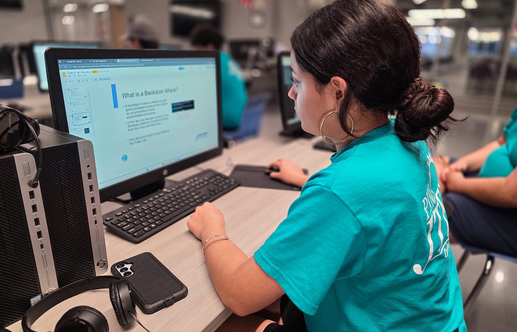 Student working on a computer