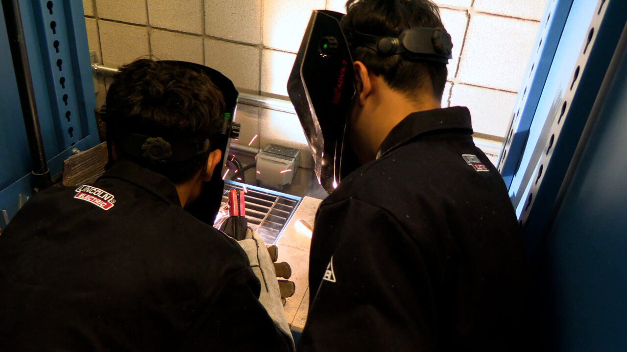 Students welding