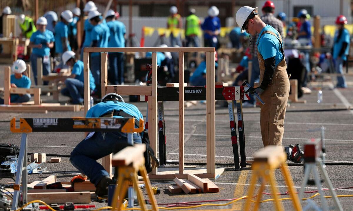 Wide shot of construction competition