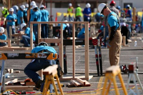 Wide shot of construction competition