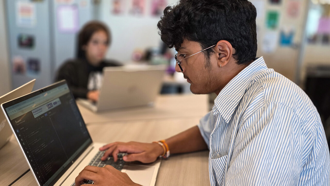 Student working on A.I. coding