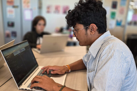 Student working on A.I. coding