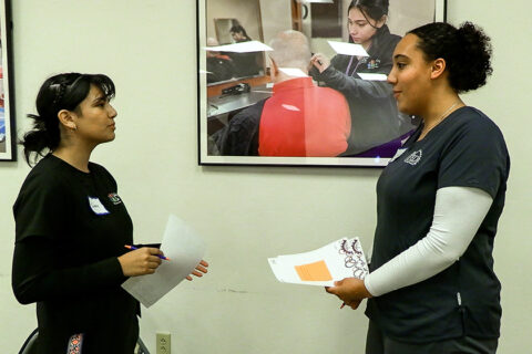 Students talking to each other