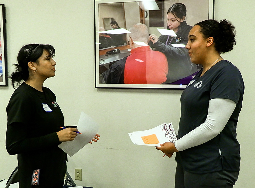 Students talking to each other