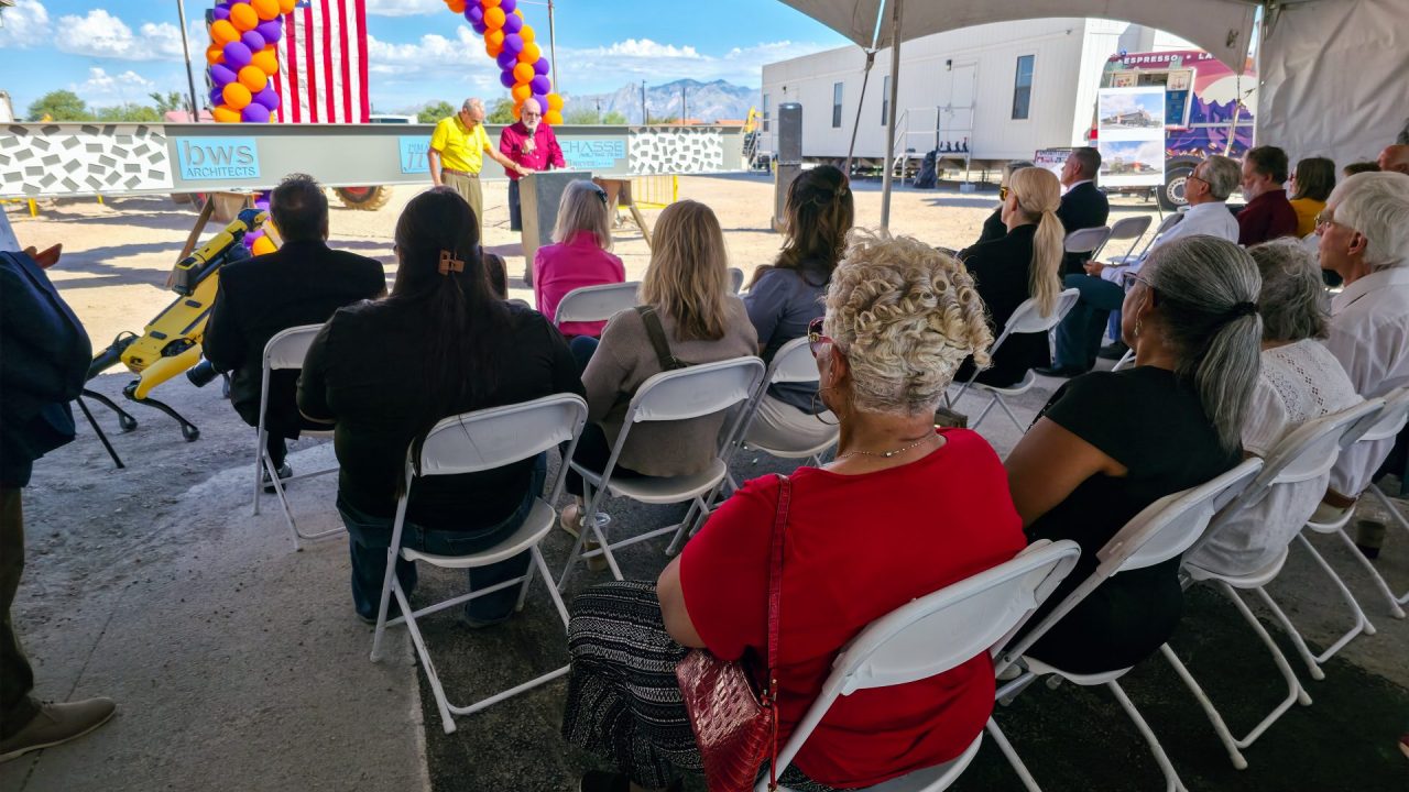 Crowd gathered for beam signing event